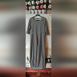 Shein Curve 3/4 Length Sleeve Houndstooth Dress